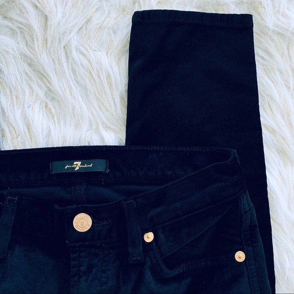 7FAM 7 For All Mankind Stretch Black Velvet Skinny Ankle Jean 25 - Picture 5 of 8